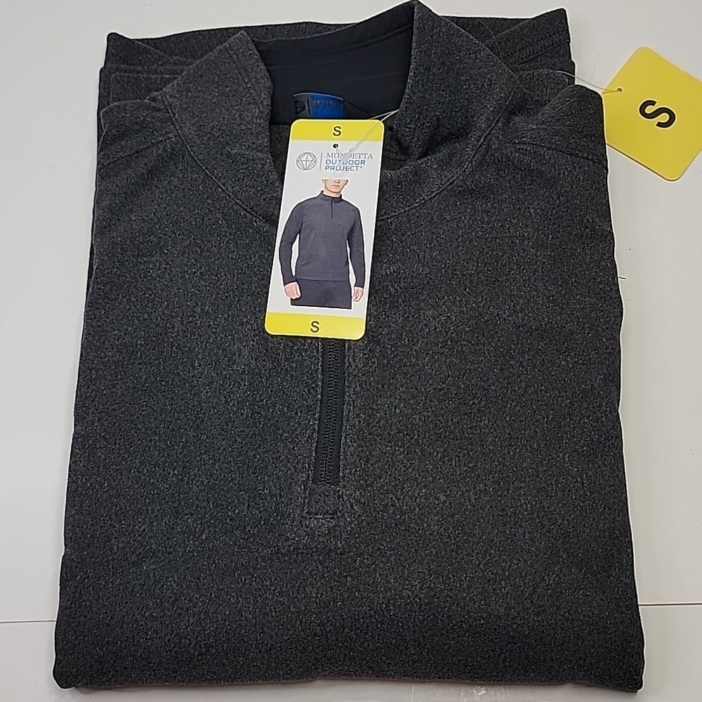 MONDETTA NWT MENS 1/4 ZIP LONG SLEEVE SHIRT DK GREY